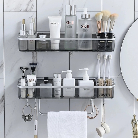 Estante de baño sin perforaciones, organizador de champú, cosmético, rejilla para almacenamiento de toallas, soporte de esquina de baño, artículos para el hogar, accesorios de baño ► Foto 1/6