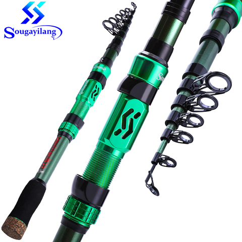 Soogayilang-cañas de pescar telescópicas, caña giratoria de fibra de carbono ultraligera para aparejos de pesca de agua dulce y salada, 1,8-3,0 m ► Foto 1/6