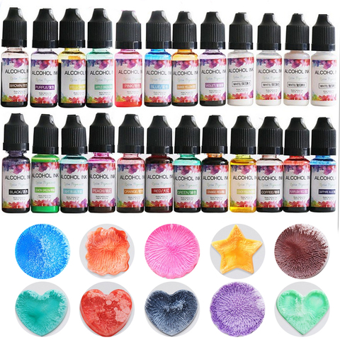 Juego de 24 colores para hacer joyas, 10ml, tinta artística, pigmento de resina con Alcohol, colorante líquido, difusión de tinta para Resina epoxi UV DIY ► Foto 1/6