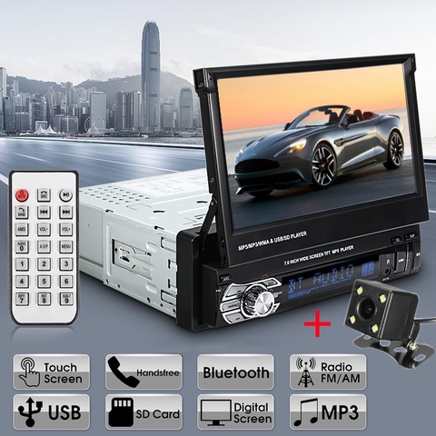 Podofo-reproductor Multimedia de vídeo MP5 para coche, pantalla táctil de 7 pulgadas, USB, SD, AUX, FM, Radio en el tablero, Universal, 1 DIN, Audio estéreo, Mirror Link ► Foto 1/6