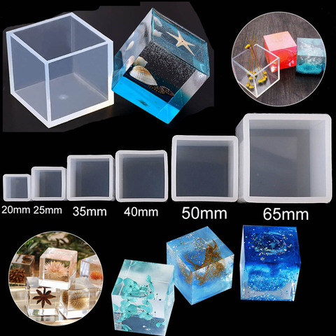 Molde cuadrado de silicona transparente para fabricación de joyas, Calidad A +, 6 tamaños, 20/25/35/40/50/60mm, 1 Moldes de resina epoxi ► Foto 1/6