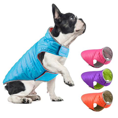 Reversible perro chaqueta de colores duales reflectante perro de invierno ropa para perros grandes del animal doméstico abrigo para Chihuahua Bulldog francés chaleco ► Foto 1/6