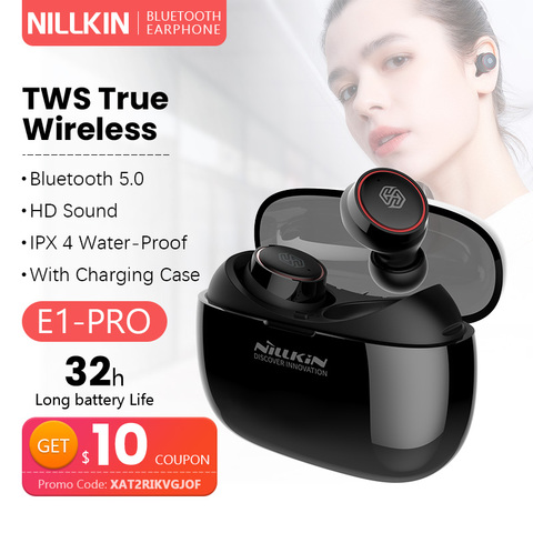 Nillkin-auriculares inalámbricos E1 Pro con Bluetooth 5,0, dispositivo de audio estéreo, tws, con micro estuche de carga ► Foto 1/6