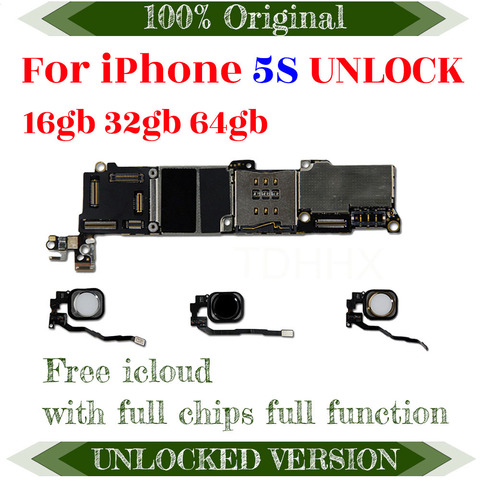 Nueva llegada 100% placa base Original para iPhone 5S placa base desbloqueada con placa lógica IOS función completa envío gratis ► Foto 1/2