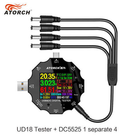 UD18 DC5.5 DC5525 voltímetro digital amperimetro voltaje medidor de corriente ammetro detector portátil cargador banco de energía probador usb ► Foto 1/5