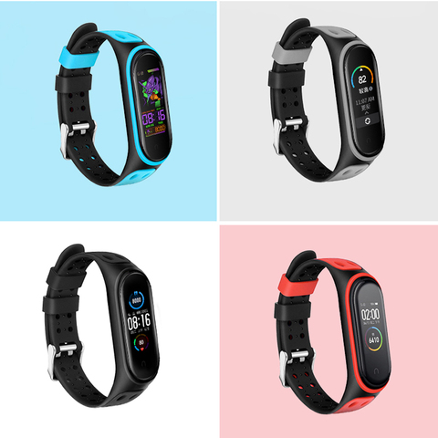 Correa de muñeca blanda deportiva ventilada de repuesto de silicona para Miband 5 4 3, pulsera para Xiaomi Mi Band 3 4 5, Correa brillante ► Foto 1/6