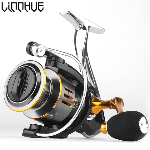 LINNHUE-carrete de pesca potente para lubina, accesorio de pesca con mango de cuerpo de Metal, GW1000-7000, arrastre máximo de 8kg, novedad de 2022 ► Foto 1/6