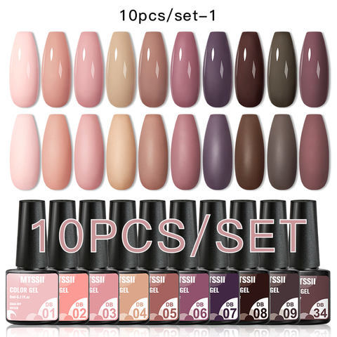 Mtssii 10 unids/set Set de geles para pulido de uñas Kit de uñas conjunto brillo holográfica remojo barniz de Gel UV Kit de uñas de Gel para decoración de uñas Kit ► Foto 1/6