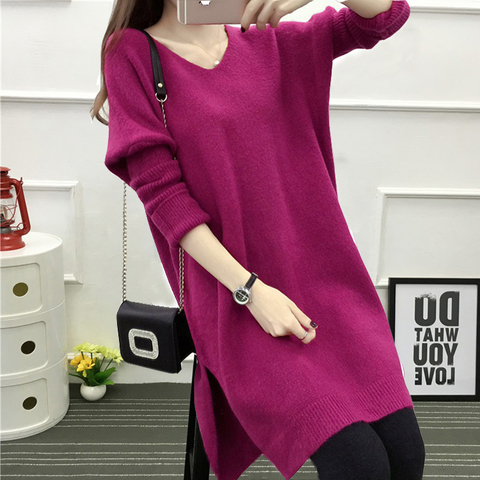 Vestido suéter de manga larga con cuello en V para mujer, Túnica suelta, jerseys de punto, Vestidos de punto informales NS4632, novedad de 2022 ► Foto 1/6