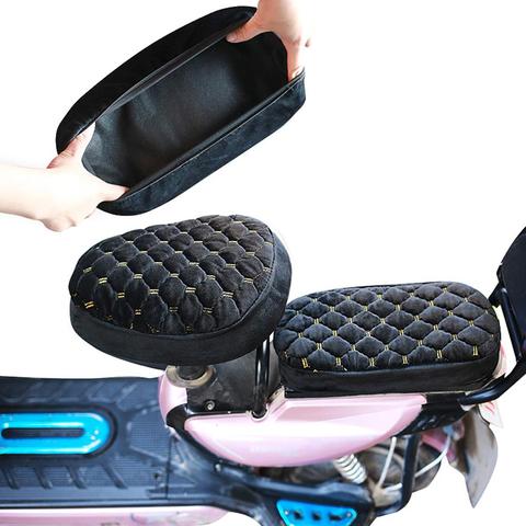 Funda de asiento de motocicleta para scooter, Protector de asiento trasero de felpa, redondo, delantero, Triangular, para bicicleta ► Foto 1/6