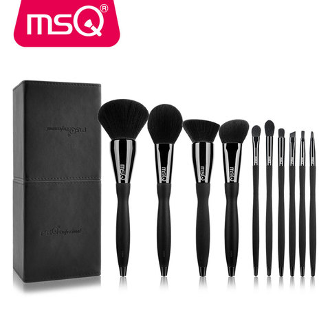 MSQ Pro-Juego de brochas de maquillaje, 10 Uds., polvo de belleza, sombra de ojos, base, virola de cobre con estuche magnético ► Foto 1/6