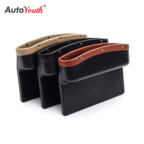 AUTOYOUTH asiento de coche bolsillos de crevicio 3 colores PU cuero a prueba de fugas caja de almacenamiento organizador de coche Universal asiento lateral del coche brecha de bolsillo ► Foto 1/5