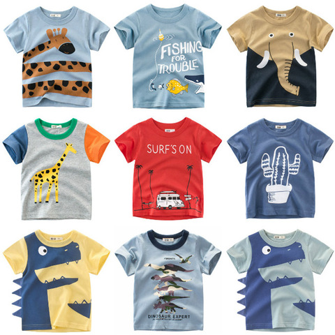 Camiseta con estampado de dibujos animados para bebés niños dinosaurio para verano niños niñas León camisetas ropa algodón Niño letra Tops ► Foto 1/6