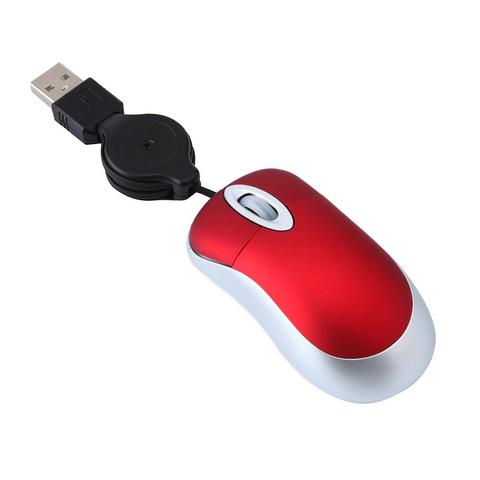 Mini ratón con Cable USB y Cable retráctil, pequeño ratón óptico, e-element, portátil, para viajes, color negro ► Foto 1/6