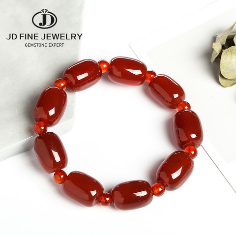 JD marca 13*18mm forma de barril ágata roja cuentas pulsera de alta calidad gran joyería de piedra Natural, Regalo para mamá, venta al por mayor Heath ► Foto 1/6