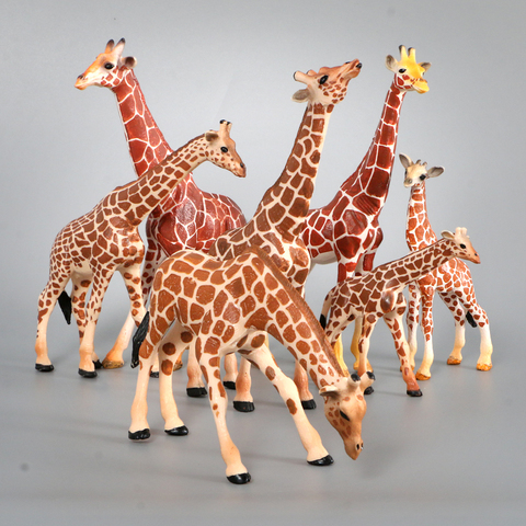 Figuras de acción de simulación de plástico PVC para niños, modelos de jirafa, figuritas de animales del bosque, colección de decoración para el hogar, juguete para regalo ► Foto 1/6