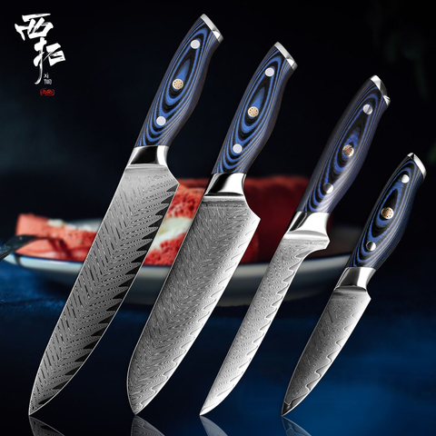 XITUO-cuchillo de Chef de Damasco VG10, afilado, japonés, Sankotu, deshuesador, Gyuto, herramienta de cocina, mango de alta gama ► Foto 1/6