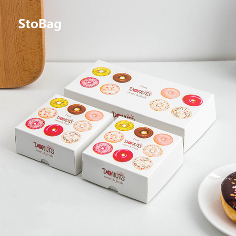 StoBag 20 piezas Donut de papel caja de envase de cocción cajas para Baby Shower de navidad regalo cumpleaños fiesta boda favores suministros ► Foto 1/6