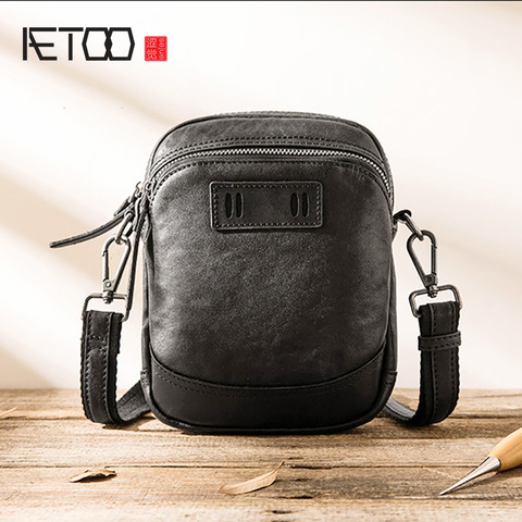 AETOO-bandoleras para hombre, mini bolsos de mensajero de piel, bolsos informales de cuero ► Foto 1/6