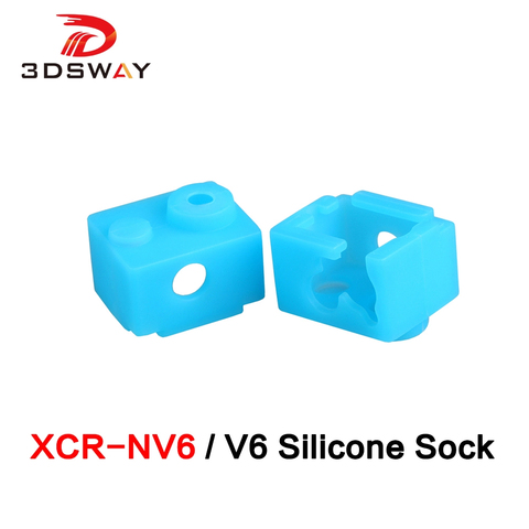 3DSWAY 3D pieza de impresora de silicona calcetines caliente bloque caso XCR-NV6 Calefacción de PT100 E3D V6 salida Hotend extrusora AZUL 1pc ► Foto 1/6