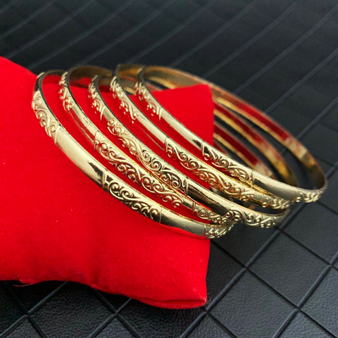 Brazalete de pulido espejo superior de estilo marroquí para mujer, pulsera de boda rellena de oro de 24k, conjuntos de brazalete Delgado, pulseras de joyería para mujer ► Foto 1/6