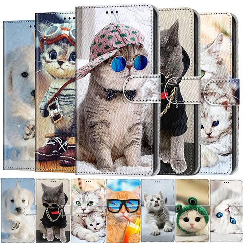 Lindo gato Animal patrón de teléfono funda para el Redmi Note 4 4X 4A 5 5A 6 Plus 6A 7 7A 8 8A 9 9A 9S 9C 8T Pro de cuero libro cubierta ► Foto 1/6