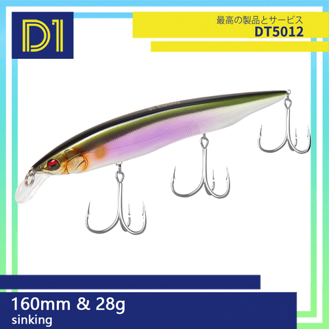 D1 pesca cebo de pececillo duro kanata ayu jerkbait 160mm 28g hundiendo wobblers largo de Japón para bajo pike ► Foto 1/6