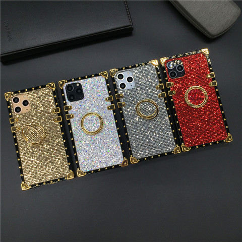 Funda de lujo con purpurina para móvil, carcasa cuadrada y brillante para Samsung S21 Plus, S20, Ultra, S8, S9, Note 20, 10, iphone 11 PRO MAX, 12, XR, X, XS, 7, 8, 6, 6S ► Foto 1/6
