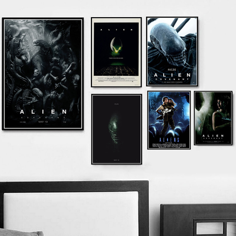 Película de Horror Retro ALIEN COVENANT, cartel de pintura al óleo clásico, lienzo, cuadros artísticos de pared para decoración del hogar y la sala de estar ► Foto 1/5