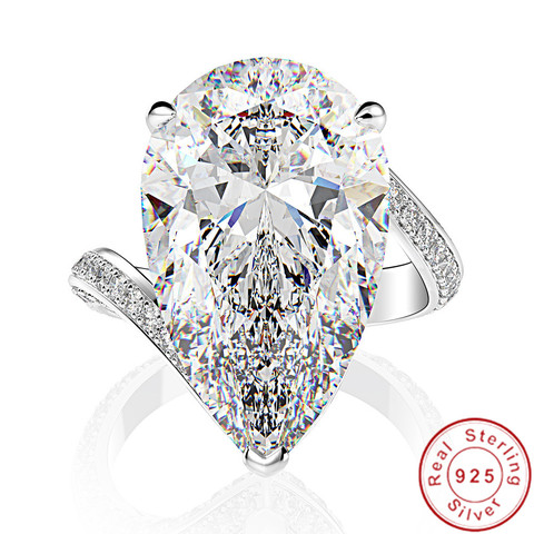 Anillo de compromiso de plata de ley 100% con diamantes de moissanita, joyería de lujo, 18 quilates ► Foto 1/6