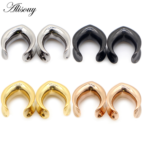 Alisouy-2 uds. De dilataciones para orejas de acero inoxidable brillante de gota de agua-30mm de 6mm, expansor de túnel para SILLÍN, medidores de oreja, Piercings para oreja, joyería para el cuerpo ► Foto 1/6