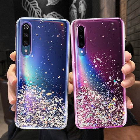 Funda de lujo con purpurina y estrellas brillantes para móvil, funda suave y transparente para Xiaomi Mi 8 9 Lite SE A3 Lite 9T Redmi Note 8T 6 7 8 Pro K30 K20 8A 7A ► Foto 1/6