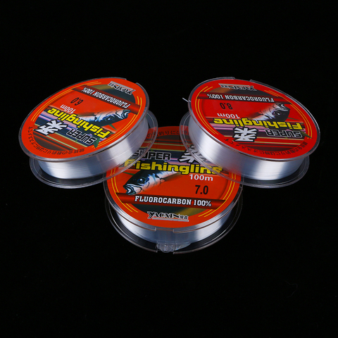 0,8-6LB 100m Nylon fluorocarbono línea de pesca súper fuerte transparente multifilamento aparejo alambre cuerda fuerte aparejo de pesca ► Foto 1/6