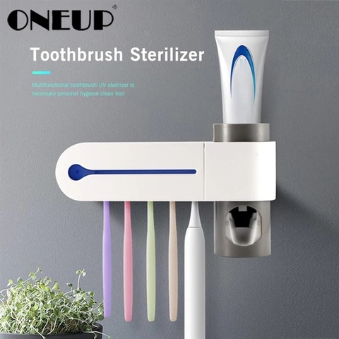 ONEUP antibacterial ultravioleta para cepillo dental soporte esterilizador automático dispensador de pasta de dientes exprimidor Set de accesorios de baño ► Foto 1/6