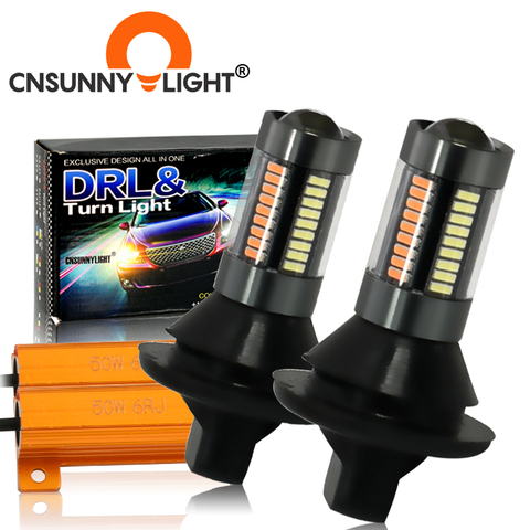 CNSUNNYLIGHT coche 1156 BA15S BAU15S 66SMD LED de señal de vuelta de luz ámbar Canbus T20 7440 lámpara bombillas 12 V DRL día blanco ► Foto 1/6