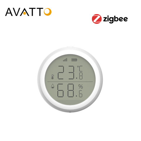 AVATTO-Sensor de temperatura del hogar inteligente Tuya Zigbee, dispositivo con pantalla LED, funciona con Alexa eacho y Tuya Zigbee Hub de enlace ► Foto 1/6