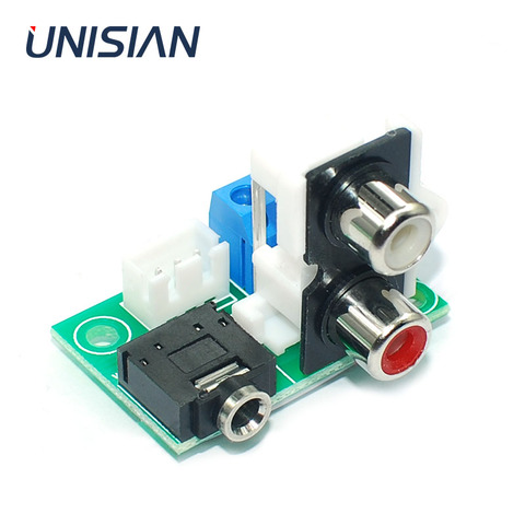 Adaptador de Audio UNISIAN AUX 3,5mm auricular Jack Audio enchufe señal Placa de conexión 2,54mm RCA a 3pin para amplificador tono de la Junta ► Foto 1/4