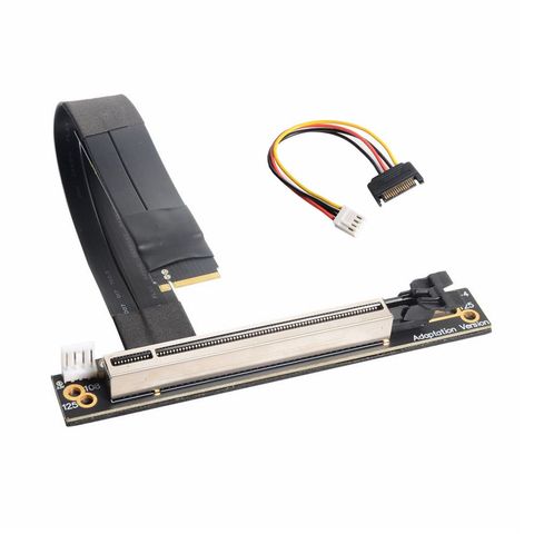 Cable extensor de alta velocidad, 90 grados, PCI-E, PCIe, 3,0, X16, 16X a M2, M, clave M, Gen3, con Cable de Alimentación Sata ► Foto 1/1