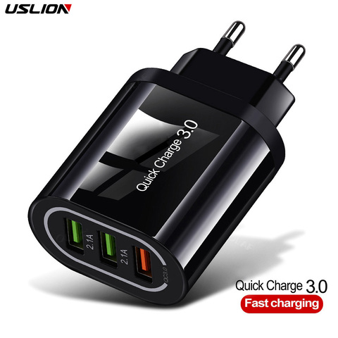 USLION-cargador USB 3,0 de carga rápida para móvil, cargador de pared para Samsung S8, S9, Xiaomi mi 8, Huawei, iPhone 6, 7, 8, X, XS, Max, iPad ► Foto 1/6