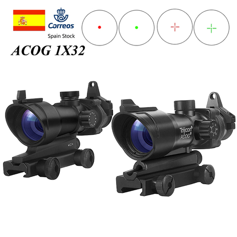 Táctico ACOG 1X32 Red Dot Sight óptica Rifle ACOG Red Dot Scope caza alcances con 20mm rail para Airsoft pistola ► Foto 1/6