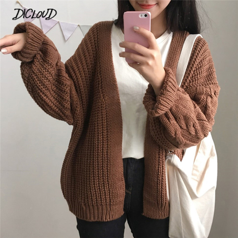 DICLOUD-suéter tejido para otoño para mujer, cárdigan cálido holgado Harajuku, moda para mujer, Tops de abrigo de manga larga informal para Universidad ► Foto 1/6