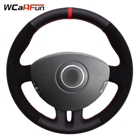 WCaRFun negro de cuero de gamuza negro marcador rojo protector para volante de coche para Renault Clio 3 2005-2013 Clio RS 2005-2013 ► Foto 1/4