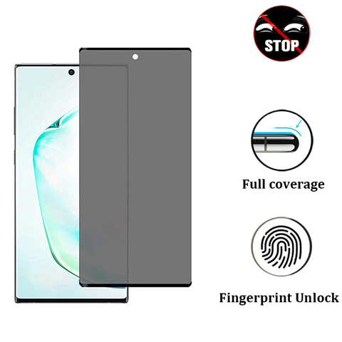 Cristal templado antiespía con desbloqueo de huella dactilar, Protector de pantalla de privacidad para Samsung S20 Ultra S10 S9 S8 Plus ► Foto 1/6