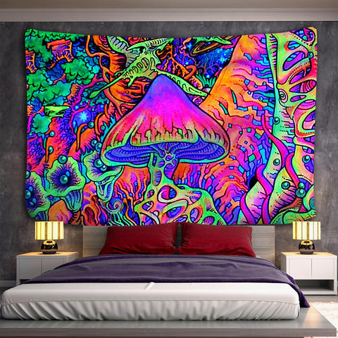 Tapiz psicodélico con diseño de seta india, Tapiz colgante de pared con Mandala, estilo bohemio, gitano, psicodélico, brujería ► Foto 1/6