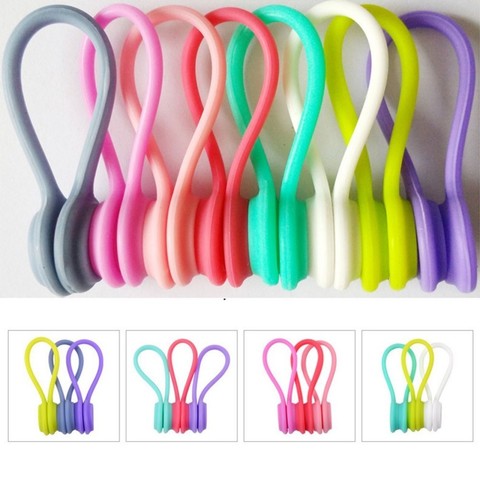 Organizador de Cables magnético de silicona suave, 3 uds., para auricular, soporte de almacenamiento, Clips, enrollador de cables para auriculares, Cable de datos ► Foto 1/6