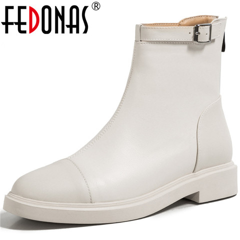 FEDONAS-Botines de tacón grueso con cremallera para mujer, botas de trabajo de invierno, tacones de mujer, diseño conciso, gran oferta, 2022 ► Foto 1/6