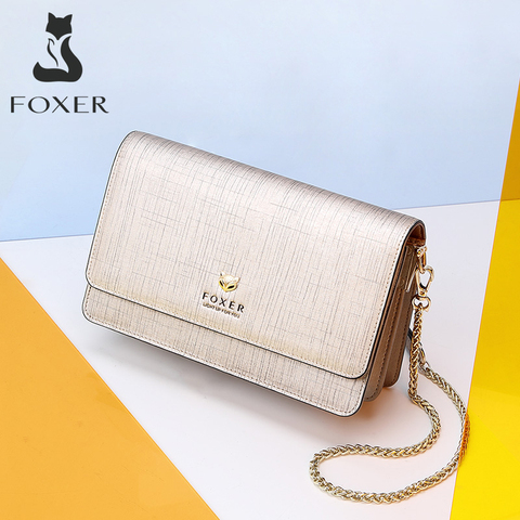 FOXER-Bolso pequeño de cuero partido con solapa para mujer, bolso de hombro con solapa, bandolera ► Foto 1/6