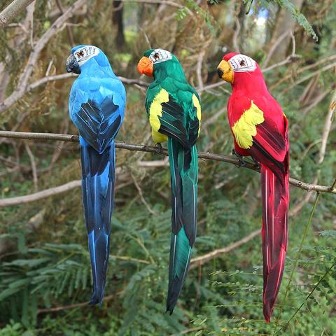 Pluma de espuma hecha a mano para decoración de jardín, modelo de pájaro Artificial de imitación, figurita de espuma para pájaros loros, decoración para el hogar, 1 ud. ► Foto 1/6