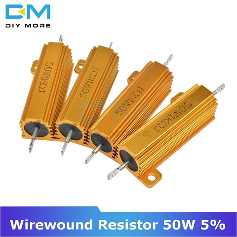 0.5R 1R 2R 4R 6R 8R 10R 20R 50W carcasa de aluminio ubicado caso de bobinado resistencia de 1K 5% + 5% -5%/0,5/1/2/4/6/8/10/20/50/100 Ohm ► Foto 1/6