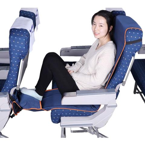 Hamaca de reposapiés ajustable con almohada inflable, cubierta de asiento para aviones, trenes y Buses ► Foto 1/6